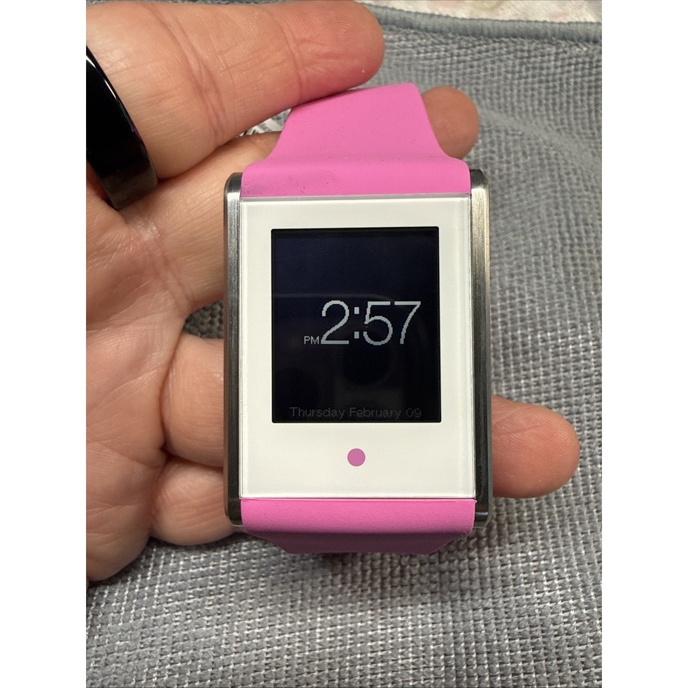 Phosphor Digital Quartz Pink Silicone Band Silver Stainless Case NEW BATTERY